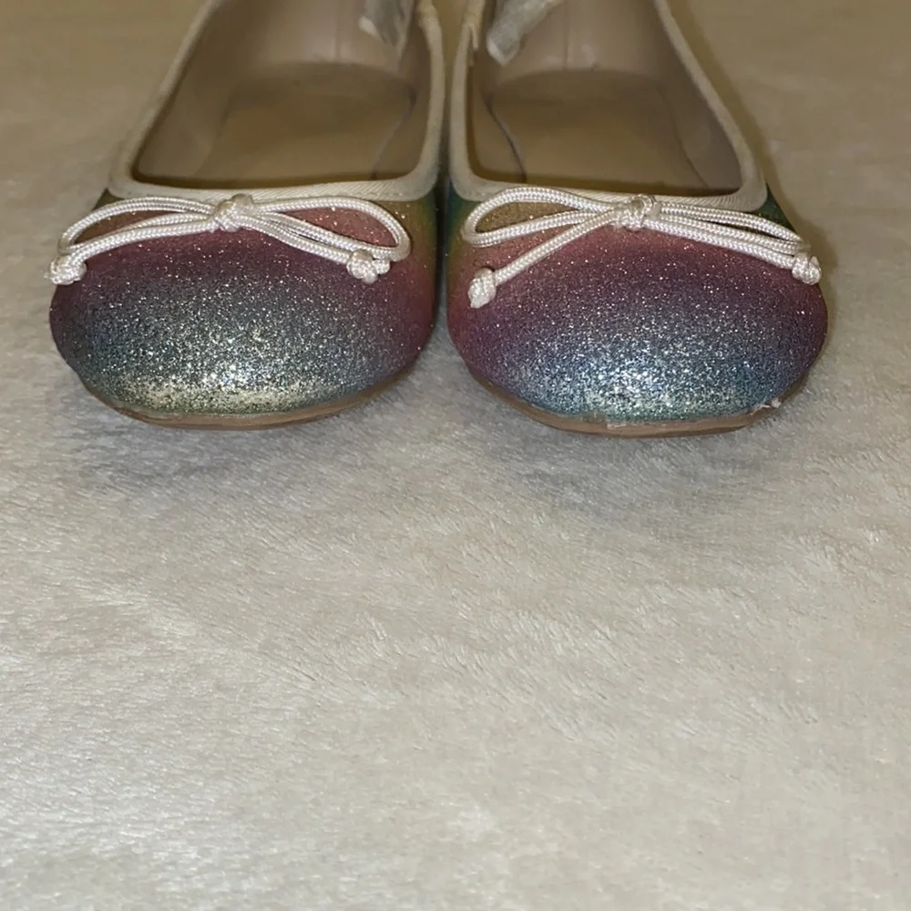 Gymboree Rainbow Glitter Ballet Flats with White Trim